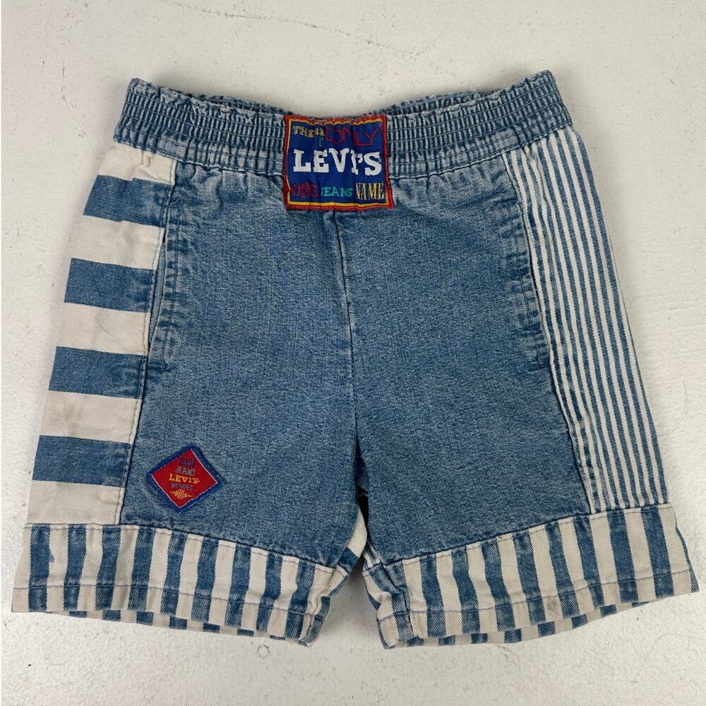 Vintage Little Levi's Colorblock Striped Denim Shorts Children's Sz 4